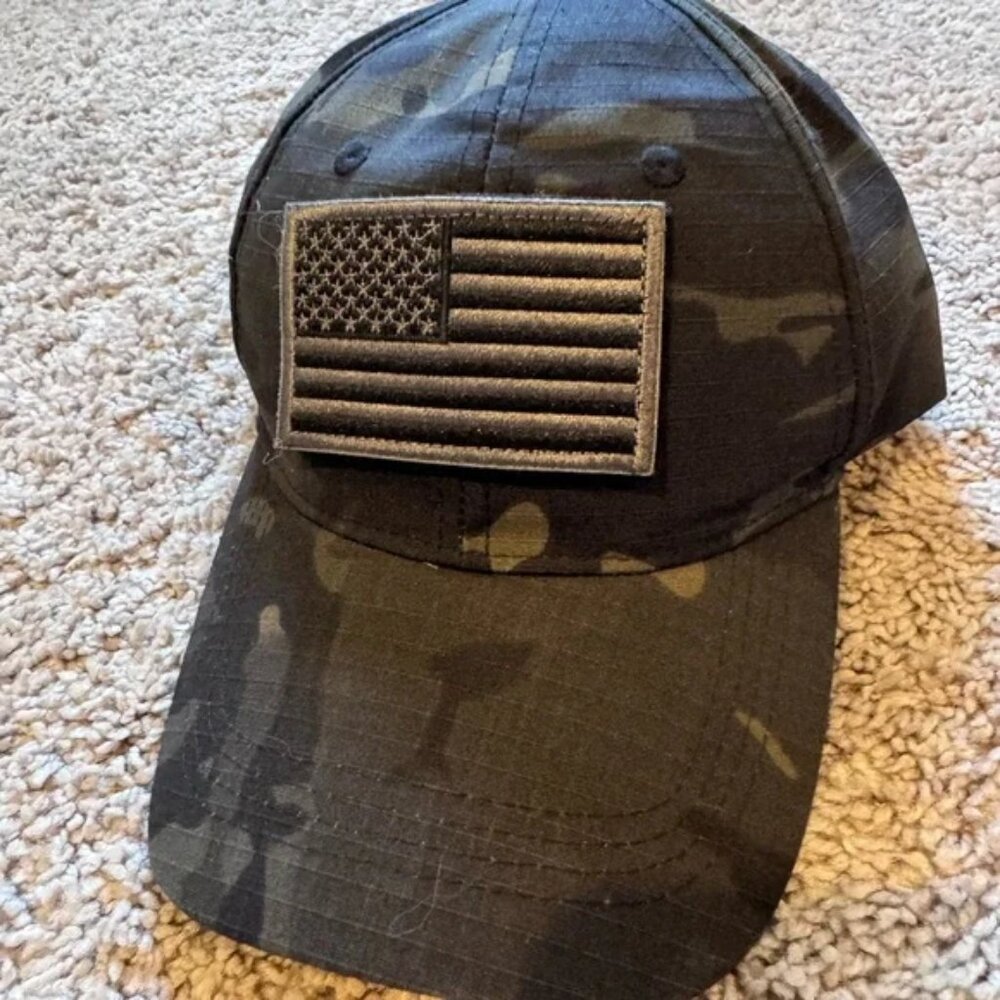 NWOT Black OCP Tactical Hat with US Flag Patch